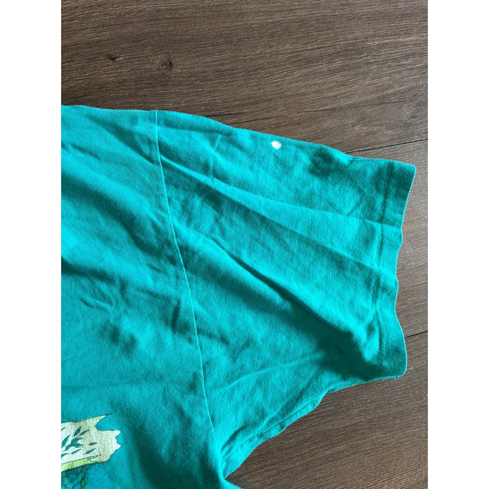 Vintage 1993 Nature Graphics Sea Turtle T-Shirt Teal Hanes Beefy-T XL Harlequin - Picture 5 of 7